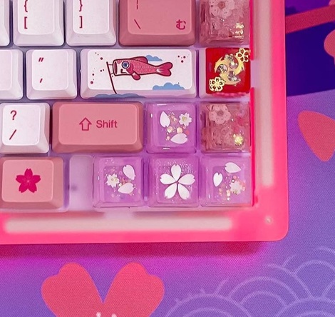 Artisan Resin Keycaps - Jelly sakura arrow set (keymochi.ph)