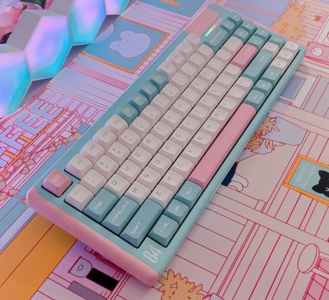 Dustsilver Blue Pink Milkshake 75% Mechanical Keyboard